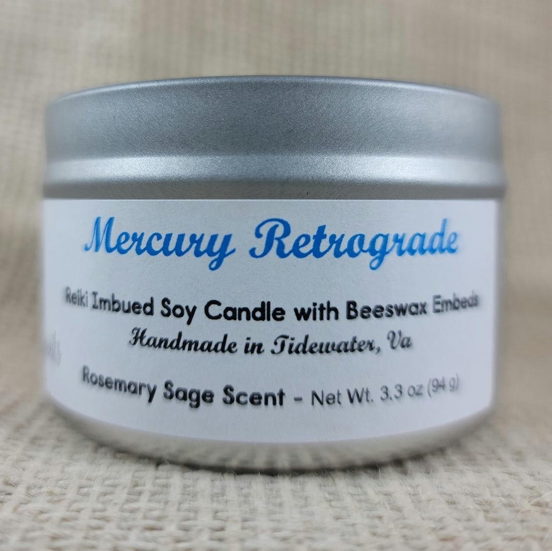 Mercury Retrograde Soy Candle - Rosemary Sage Scented